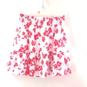J. Crew Pink and Red Ruffled Floral Mini Skirt Size Large NWTG